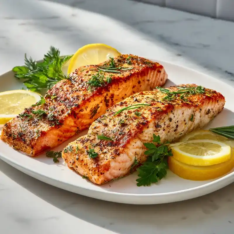 Easy baked salmon with lemon and herbs