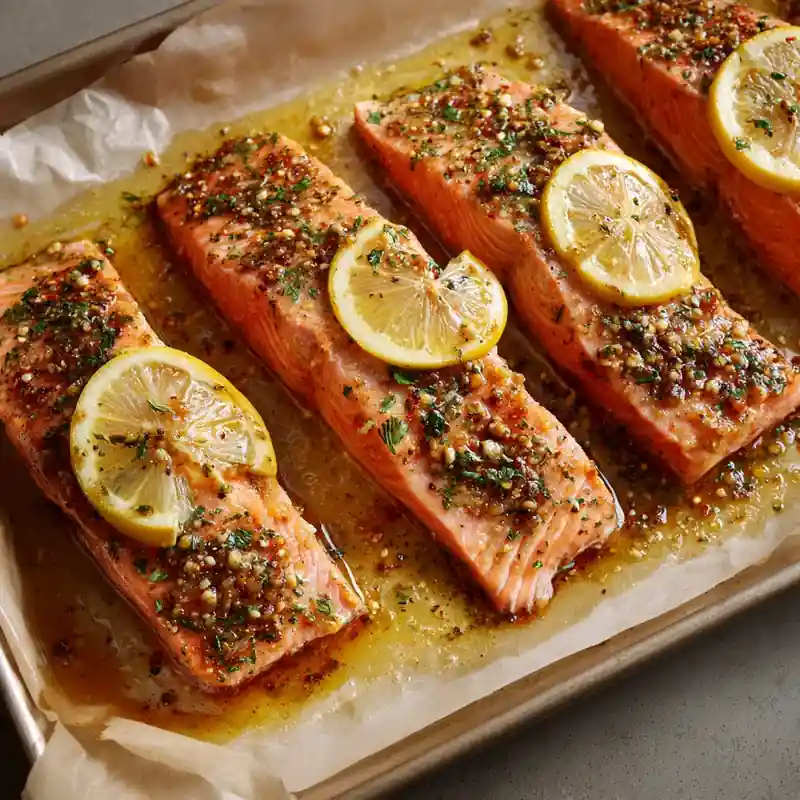 Step-by-step baking salmon with lemon