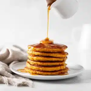 Pumpkin pancake stack breakfast idea