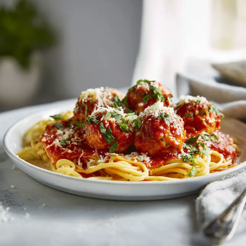 Baked Turkey Meatballs in Tomato Basil Sauce-30 Min Dinner