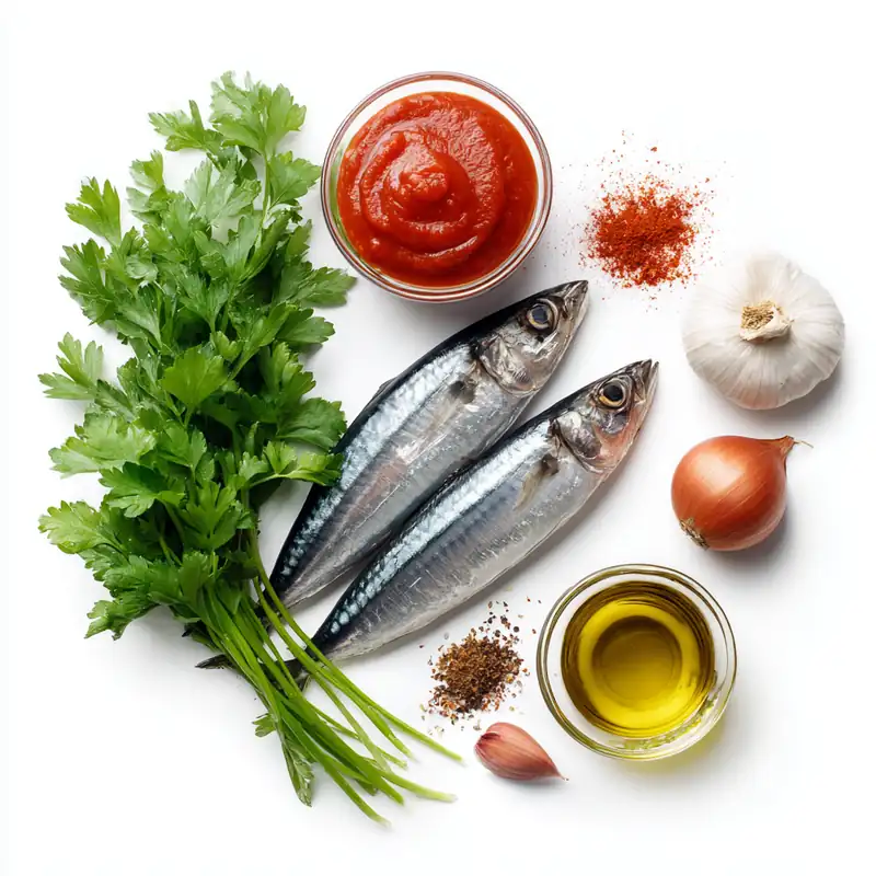Ingredients for Moroccan sardine balls & tomato sauce