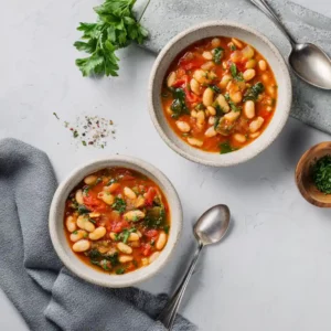 Creamy Tomato and White Bean Stew (Mediterranean Comfort in One Pot) 2 Recipe card for creamy tomato and white bean stew.