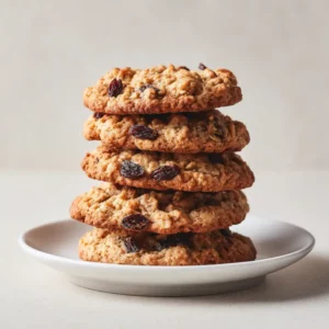Healthy Oatmeal Raisin Cookies That Feel Comforting and Homemade 2 Soft and chewy oatmeal raisin cookies with visible oats and raisins