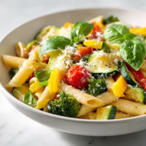Easy Primavera Pasta Recipe – A Fresh, Colorful Weeknight Favorite 2 Easy primavera pasta with fresh vegetables and light lemon olive oil sauce