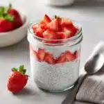 Creamy Strawberry Chia Pudding – Easy, Healthy & Delicious Recipe 4 creamy strawberry chia pudding in glass jar with fresh strawberries
