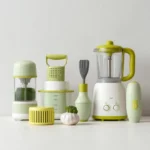 modern time-saving kitchen gadgets on clean white countertop