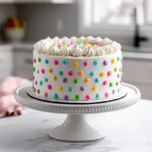 The Ultimate Homemade Colorful Dot Cake That Brightens Every Celebration 2 Homemade colorful dot cake decorated with vibrant buttercream dots