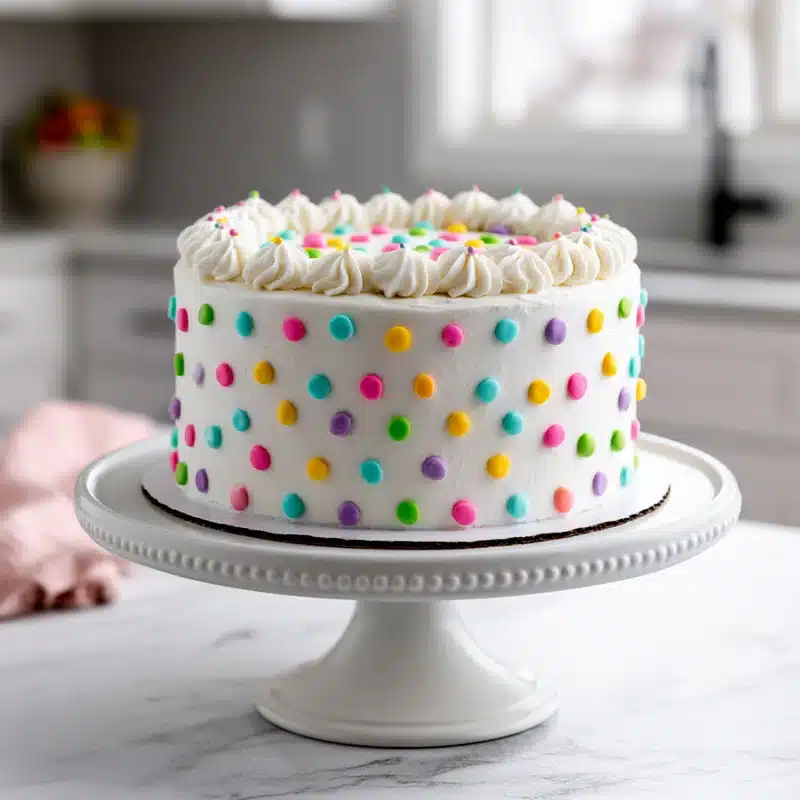 The Ultimate Homemade Colorful Dot Cake That Brightens Every Celebration 2 Homemade colorful dot cake decorated with vibrant buttercream dots