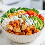 The Ultimate Chicken and Sweet Potato Rice Bowl for a Healthy Dinner 2 Chicken and sweet potato rice bowl with vegetables and avocado